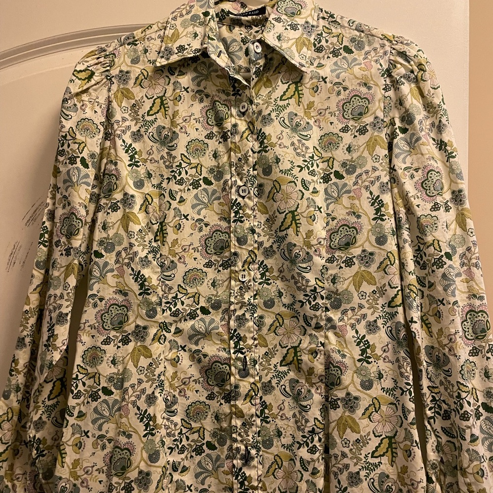 Billy Reid Patterned Button Down Shirt - Green and Cream